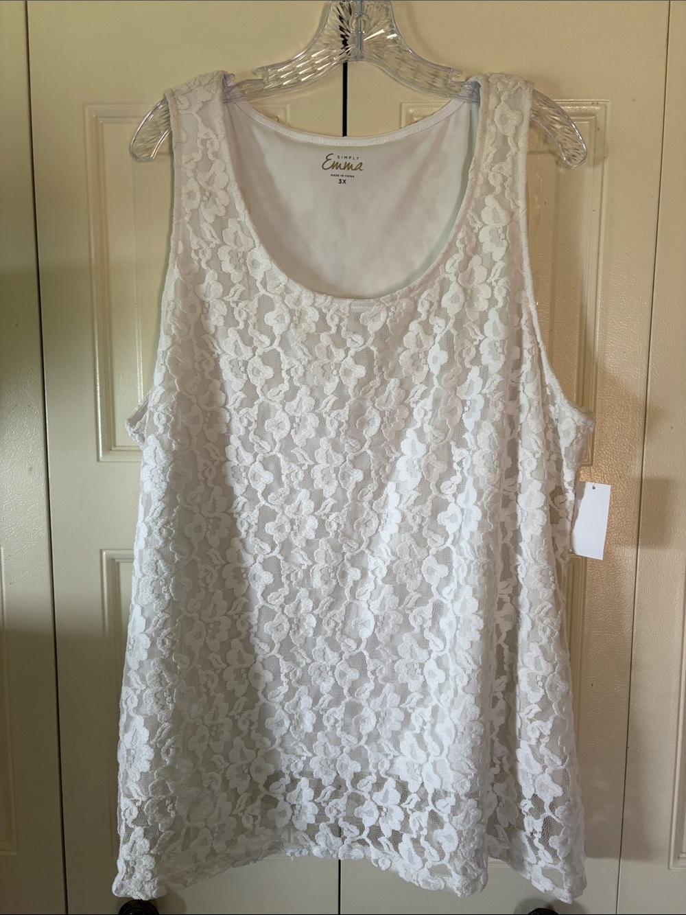 Simply Emma NWT Lacey Cottagecore Romantic Tank Feminine Lined Classy Stretch 3X